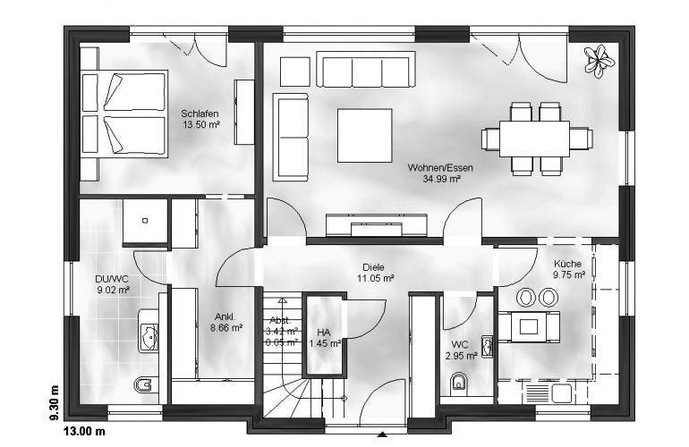 Massivhaus Einfamilienhaus Finn von Massive Wohnbau, Grundriss 2