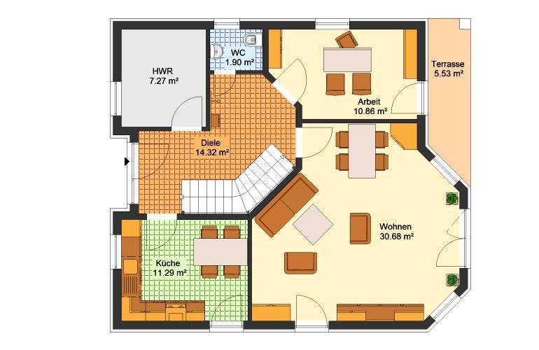 Massivhaus Einfamilienhaus HELMSTEDT von Aktuell Bau, Grundriss 1