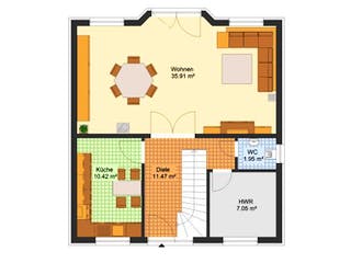 Massivhaus Einfamilienhaus HERMSDORF von Aktuell Bau,  Grundriss 1