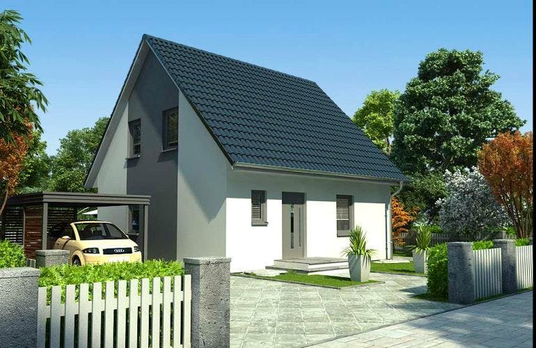 Massivhaus Einfamilienhaus Linde 111 von Baufuchs-Massivhaus Schlüsselfertig ab 189700€, Außenansicht 2