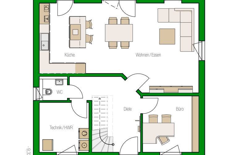 Massivhaus Einfamilienhaus Mailand (inactive) von HELMA MASSIVHAUS Schlüsselfertig ab 322800€, Grundriss 1