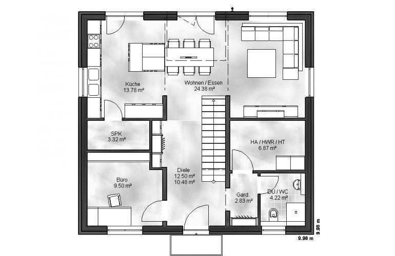 Massivhaus Einfamilienhaus Piet von Massive Wohnbau, Grundriss 2