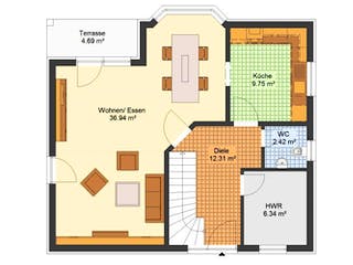 Massivhaus Einfamilienhaus RHEINSBERG von Aktuell Bau,  Grundriss 1