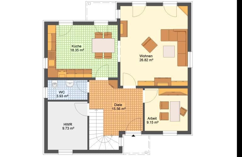 Massivhaus Einfamilienhaus SAAROW von Aktuell Bau, Grundriss 1
