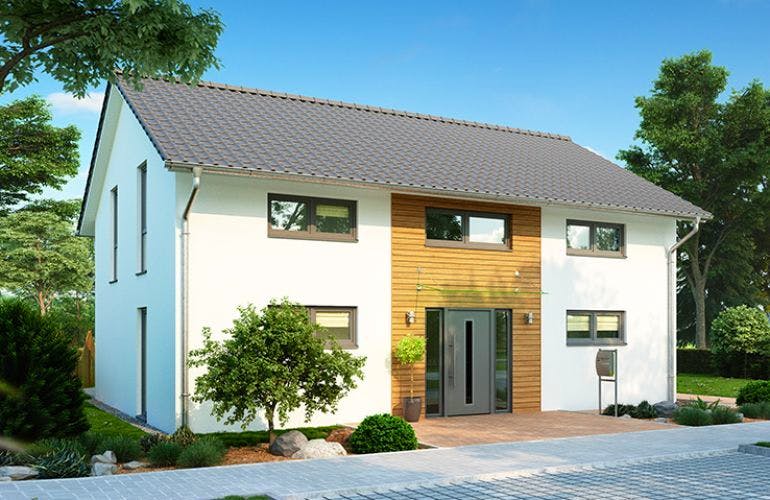 Massivhaus Einfamilienhaus Treviso von HELMA MASSIVHAUS Schlüsselfertig ab 412900€, Außenansicht 1