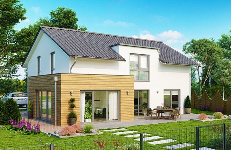 Massivhaus Einfamilienhaus Treviso von HELMA MASSIVHAUS Schlüsselfertig ab 412900€, Außenansicht 2