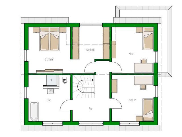 Massivhaus Einfamilienhaus Treviso von HELMA MASSIVHAUS Schlüsselfertig ab 412900€,  Grundriss 1