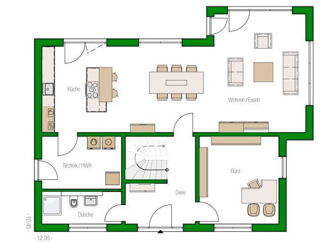 Massivhaus Einfamilienhaus Treviso von HELMA MASSIVHAUS Schlüsselfertig ab 412900€,  Grundriss 2