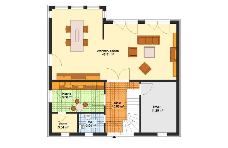 Massivhaus Einfamilienhaus WALDECK von Aktuell Bau, Grundriss 1