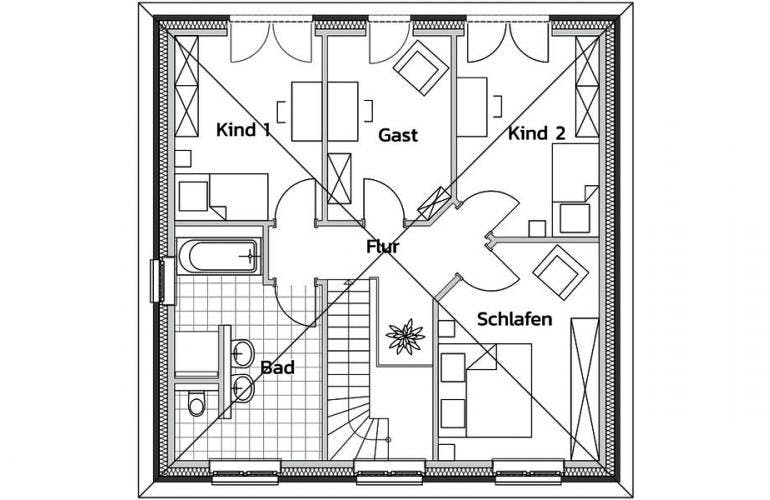 Massivhaus ELBHANG von Kagebau, Stadtvilla Grundriss 1