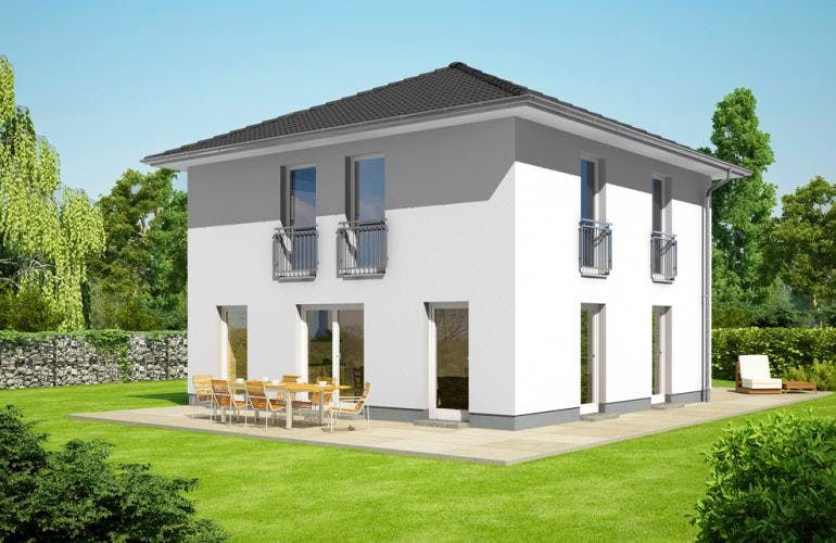 Massivhaus Eleganz 1000.2 von KONZEPTHAUS, Stadtvilla Außenansicht 1