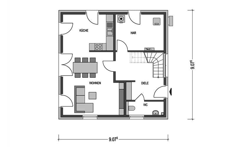 Massivhaus Eleganz 1000.2 von KONZEPTHAUS, Stadtvilla Grundriss 1