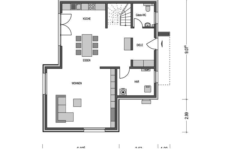 Massivhaus Eleganz 2000.2 (inactive) von KONZEPTHAUS, Stadtvilla Grundriss 1