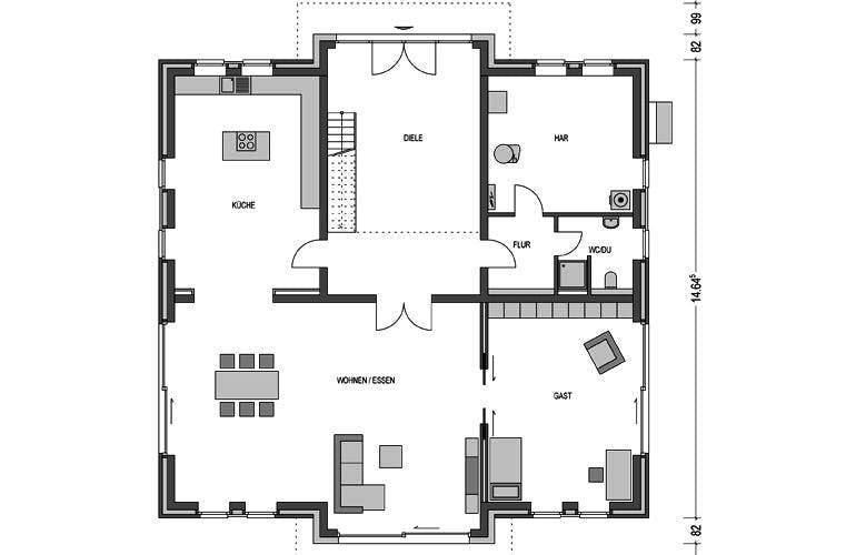Massivhaus Eleganz 5000.2 (inactive) von KONZEPTHAUS, Stadtvilla Grundriss 1