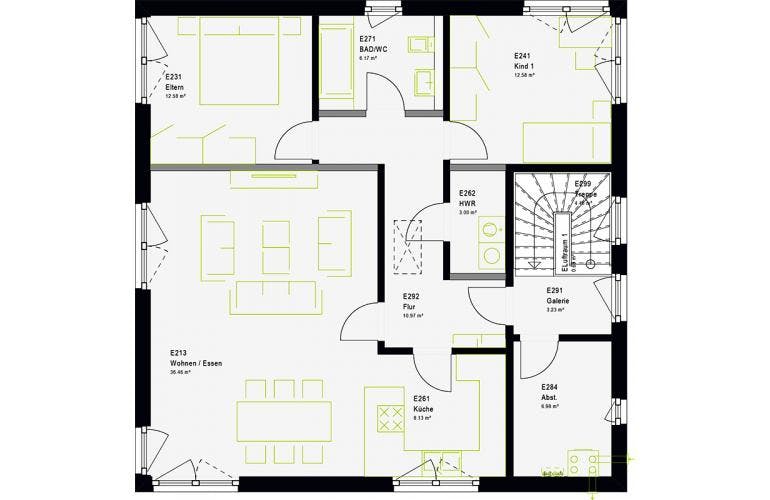 Fertighaus FamilyStyle 20.03 W von massa haus, Stadtvilla Grundriss 1