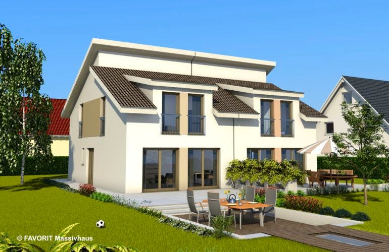 Massivhaus Finesse 104 von FAVORIT Massivhaus Schlüsselfertig ab 216520€, Außenansicht 1