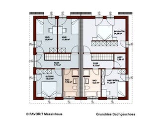 Massivhaus Finesse 104 von FAVORIT Massivhaus (alt) Schlüsselfertig ab 216520€,  Grundriss 1