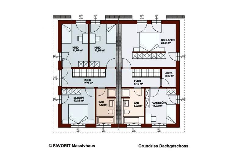 Massivhaus Finesse 104 von FAVORIT Massivhaus Schlüsselfertig ab 216520€,  Grundriss 1