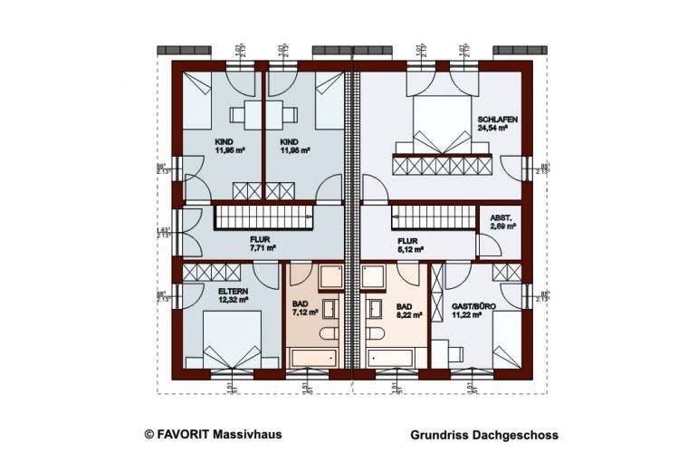 Massivhaus Finesse 104 von FAVORIT Massivhaus Schlüsselfertig ab 216520€, Grundriss 1
