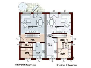 Massivhaus Finesse 104 von FAVORIT Massivhaus (alt) Schlüsselfertig ab 216520€,  Grundriss 2