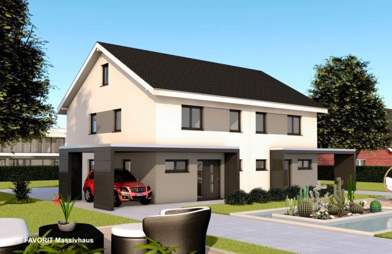 Massivhaus Finesse 110 von FAVORIT Massivhaus Schlüsselfertig ab 229020€, Außenansicht 1