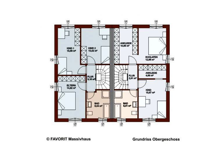 Massivhaus Finesse 110 von FAVORIT Massivhaus Schlüsselfertig ab 229020€, Grundriss 2