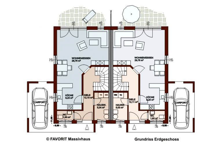 Massivhaus Finesse 110 von FAVORIT Massivhaus Schlüsselfertig ab 229020€,  Grundriss 1