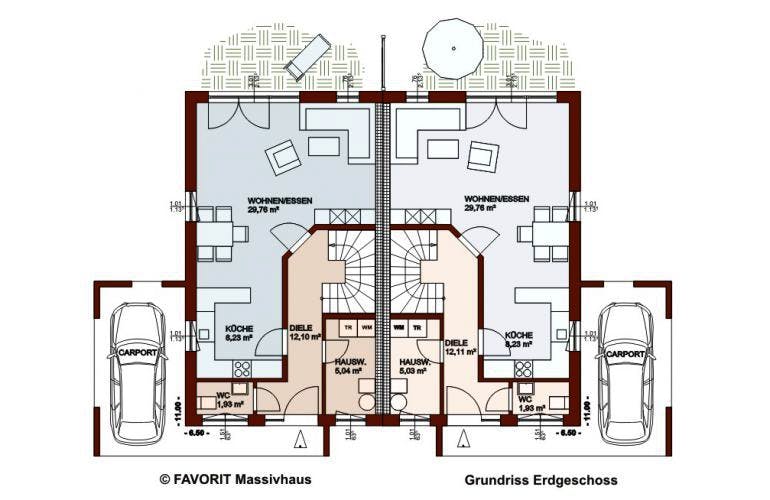 Massivhaus Finesse 110 von FAVORIT Massivhaus Schlüsselfertig ab 229020€, Grundriss 1