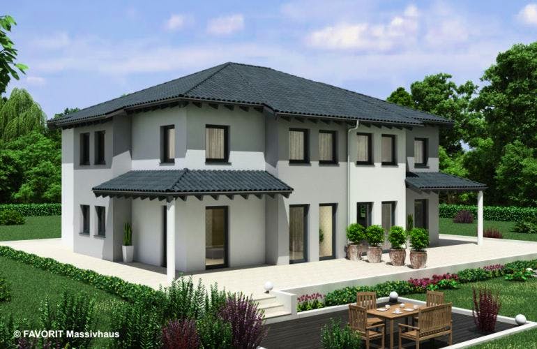 Massivhaus Finesse 120 von FAVORIT Massivhaus Schlüsselfertig ab 246800€, Außenansicht 1