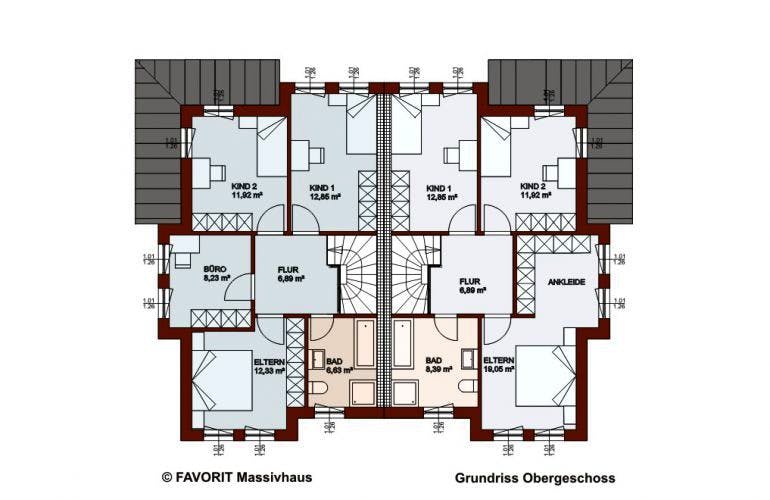 Massivhaus Finesse 120 von FAVORIT Massivhaus Schlüsselfertig ab 246800€, Grundriss 2