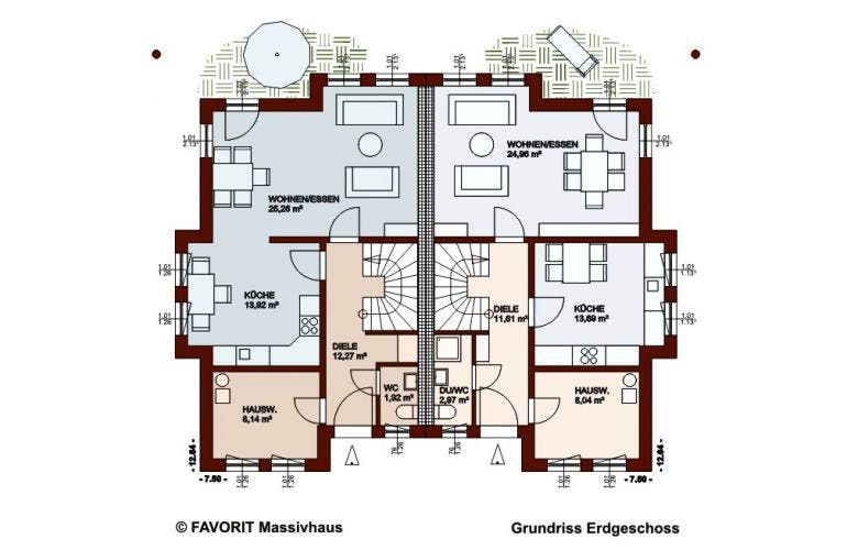 Massivhaus Finesse 120 von FAVORIT Massivhaus Schlüsselfertig ab 246800€,  Grundriss 1
