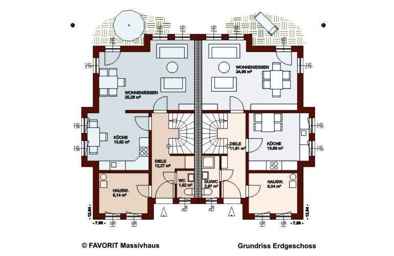 Massivhaus Finesse 120 von FAVORIT Massivhaus Schlüsselfertig ab 246800€, Grundriss 1