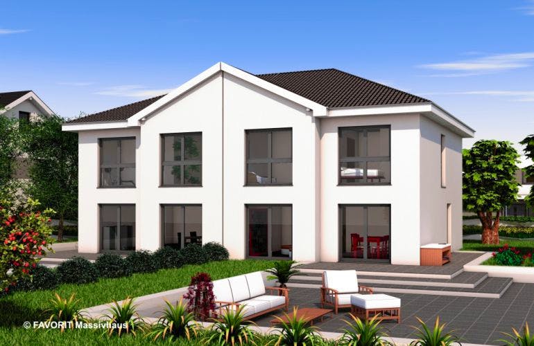 Massivhaus Finesse 124 von FAVORIT Massivhaus Schlüsselfertig ab 236410€, Außenansicht 1