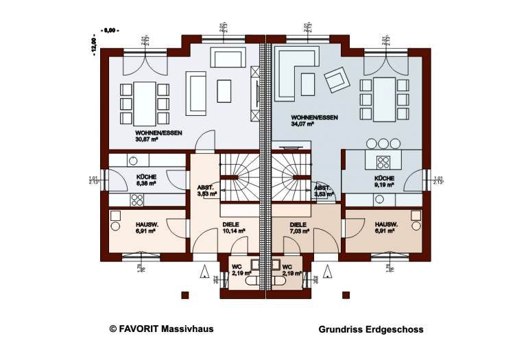 Massivhaus Finesse 124 von FAVORIT Massivhaus Schlüsselfertig ab 236410€, Grundriss 1