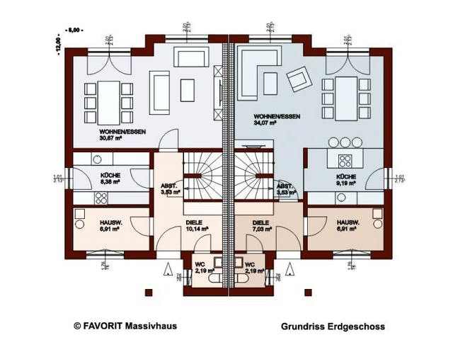 Massivhaus Finesse 124 (inactive) von FAVORIT Massivhaus Schlüsselfertig ab 236410€,  Grundriss 1