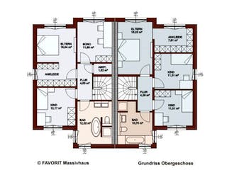Massivhaus Finesse 124 von FAVORIT Massivhaus (alt) Schlüsselfertig ab 236410€,  Grundriss 2