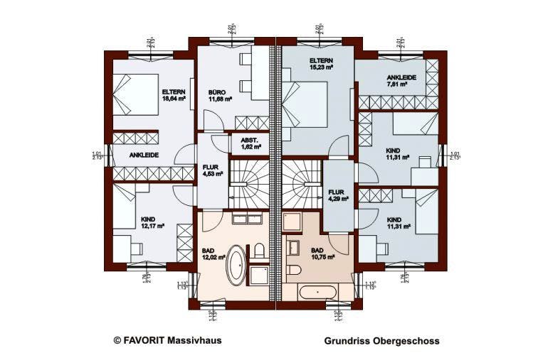 Massivhaus Finesse 124 von FAVORIT Massivhaus Schlüsselfertig ab 236410€, Grundriss 2