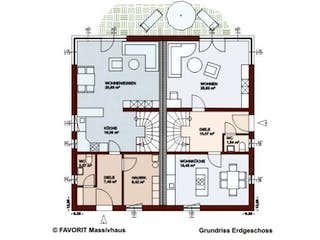 Massivhaus Finesse 166 von FAVORIT Massivhaus (alt) Schlüsselfertig ab 271320€,  Grundriss 1