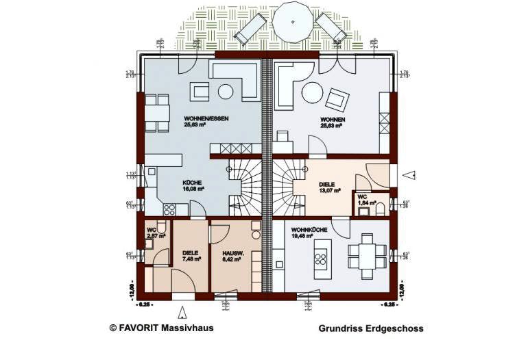 Massivhaus Finesse 166 von FAVORIT Massivhaus Schlüsselfertig ab 271320€, Grundriss 2