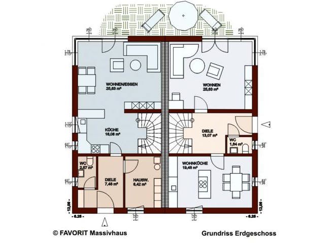 Massivhaus Finesse 166 (inactive) von FAVORIT Massivhaus Schlüsselfertig ab 271320€,  Grundriss 1