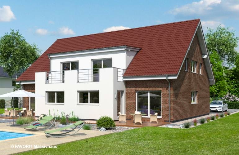 Massivhaus Format 4-333 von FAVORIT Massivhaus Schlüsselfertig ab 702250€, Außenansicht 2