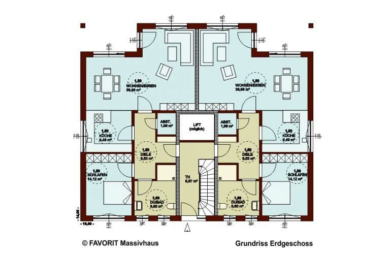 Massivhaus Format 4-333 von FAVORIT Massivhaus Schlüsselfertig ab 702250€,  Grundriss 1