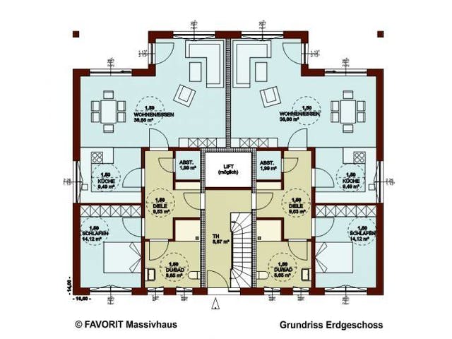 Massivhaus Format 4-333 (inactive) von FAVORIT Massivhaus Schlüsselfertig ab 702250€,  Grundriss 1