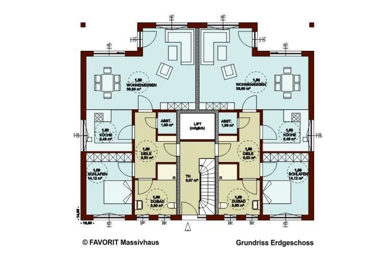 Massivhaus Format 5-484 von FAVORIT Massivhaus Schlüsselfertig ab 902460€,  Grundriss 1