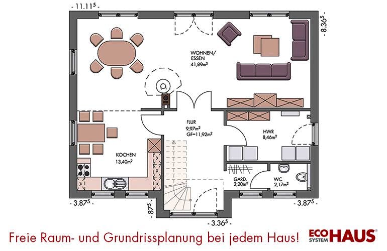 Massivhaus Friesenhaus 140 von ECO System HAUS, Grundriss 1