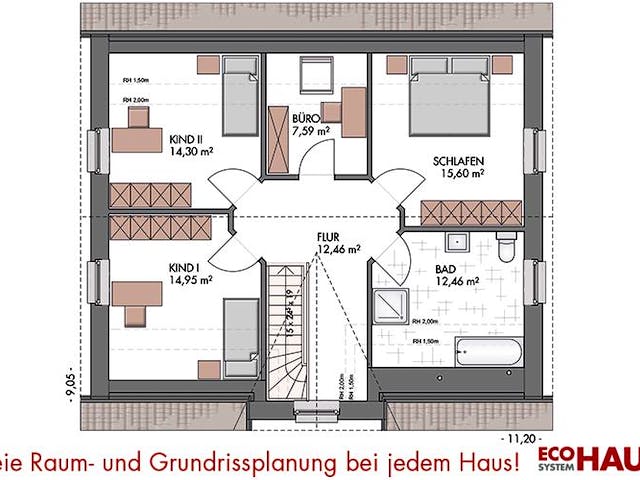 Massivhaus Friesenhaus 160qm von ECO System HAUS,  Grundriss 2