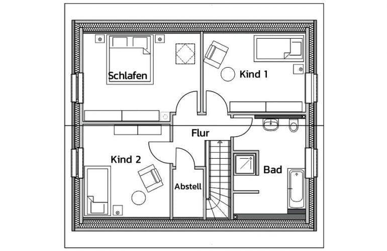 Massivhaus FUN von Kagebau, Grundriss 1