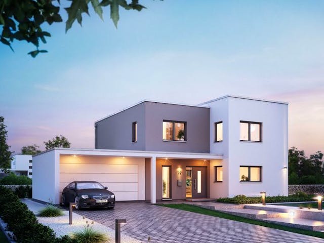 Massivhaus FUTURA BAUHAUS von KHC Bauträger Schlüsselfertig ab 472900€, Cubushaus Außenansicht 1