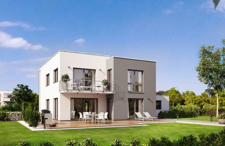 Massivhaus FUTURA BAUHAUS von KHC Bauträger Schlüsselfertig ab 472900€, Cubushaus Außenansicht 2