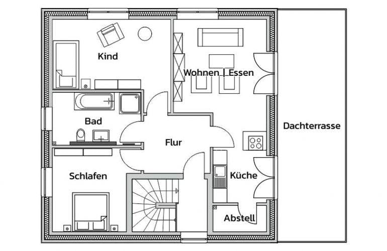 Massivhaus GENERATION von Kagebau, Stadtvilla Grundriss 1